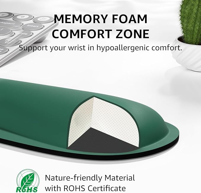 KTRIO Keyboard Wrist Rest & Mouse Pad with Wrist Rest, Forest Green | Memory Foam Wrist Support, Ergonomic Design, Non-Slip Base, Office and Home Use