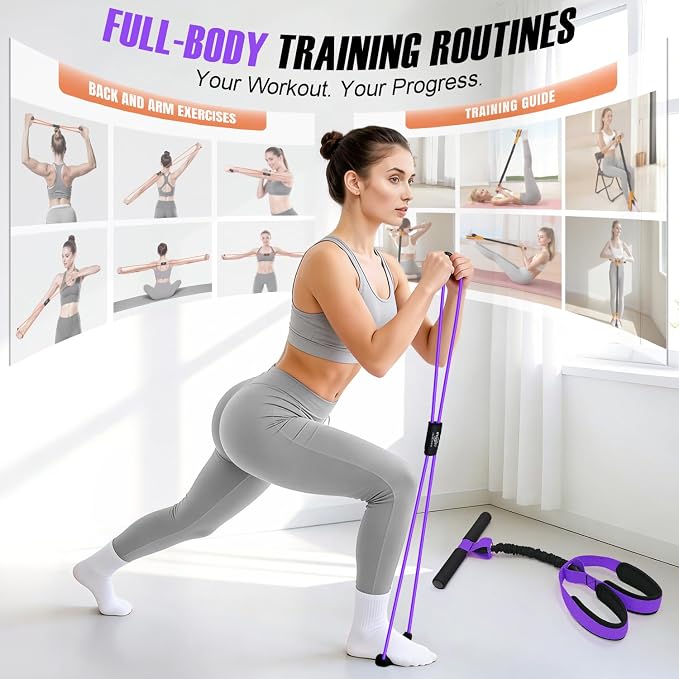 Upgraded Durable Pedal Resistance Band with Handle and Figure 8 Resistance Band Set, Stretch Bands for Exercise, Full Body Workout Equipment for Core Abs Waist Arms Back Stretching Training