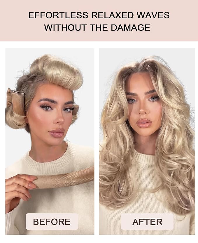 Classic Heatless Curls Overnight Rods - Upgraded Directional Grip Velvet Heatless Hair Curler to Sleep in No Heat Heatless Curling Flexi Rods Foam Hair Rollers for Blowout Look Medium & Long Hair