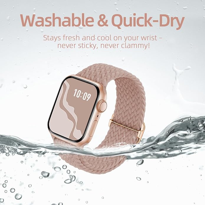 4 Pack Braided Stretchy Bands Compatible with Apple Watch 40mm 41mm 38mm 42mm 44mm 45mm 46mm 49mm Women Men, Breathable Nylon Elastic Daily Use Straps for iWatch Series 11/10 9 8 7 6 5 4 3 SE/Ultra 2