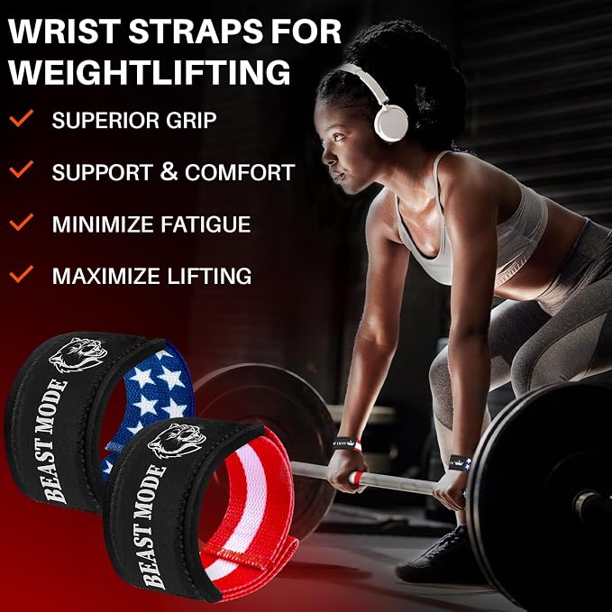 TECEUM Neoprene Padded Cotton Lifting Straps for Weightlifting, 1 Pair