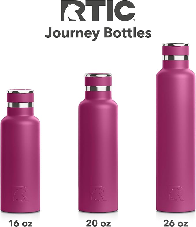 RTIC 26oz Journey Water Bottle, Ceramic Lined, Very Berry | Stainless Steel Metal, Insulated for Hot and Cold Drinks, Sports, Travel and Camping