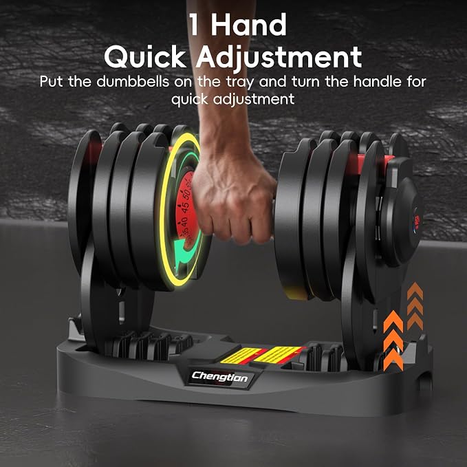 New Upgraded Adjustable Dumbbell Set of 2 (52.5 lbs/25 lbs), 15/9 Weights Dumbbell Set with Safe Locking System, Quick Adjustable Dumbbells For Men and Women Home Gym Workout with Anti-Slip Handle