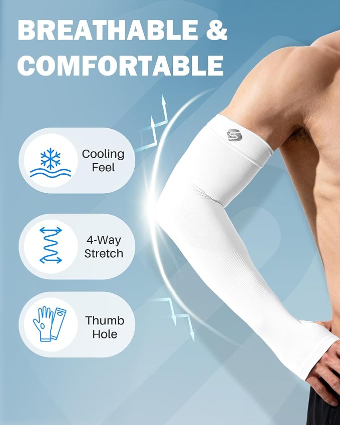 Arm Sleeves for Men Women UV Sun Protection Compression Arm Warmer Tattoo Cover Up, Sports Golf Cooling Sleeves