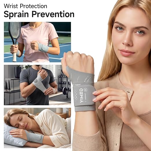 Ultra-Thin Wrist Brace Support for Carpal Tunnel, Grey | Wrist Brace for TFCC Tears, Elastic Wrist Wraps for Weightlifting, Typing, Gym, Day Night Wrist Support for Tendonitis, DRUJ