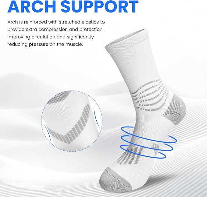 IRAMY Crew Compression Socks for Women Men with Ankle Arch Support Plantar Fasciitis Relief 3/6 Pairs