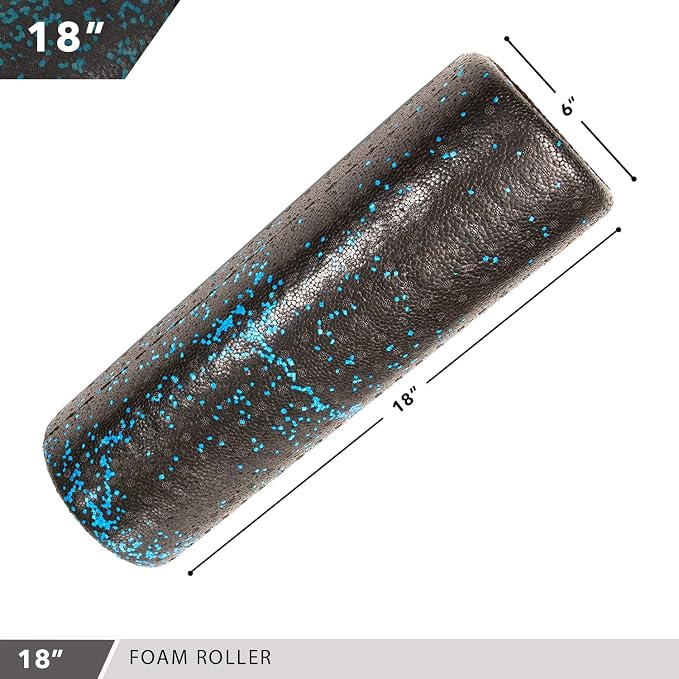 Day 1 Fitness High Density Muscle Foam Rollers - Sports Massage Rollers for Stretching, Physical Therapy, Deep Tissue, Myofascial Release - Ideal for Exercise and Pain Relief - Speckled Blue, 18”