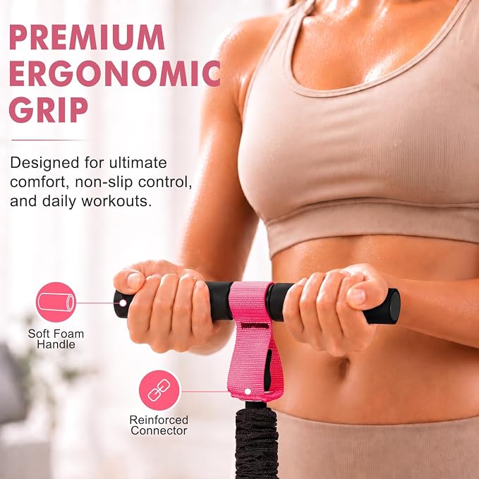 Pedal Resistance Band with Handle, Upgraded Durable Thickened Latex Tubes and Soft Foam Fabric Foot Pedal, Sit Up Exercise Equipment for Abdomen, Waist, Arm, Core/ABS, Leg, Physical Therapy