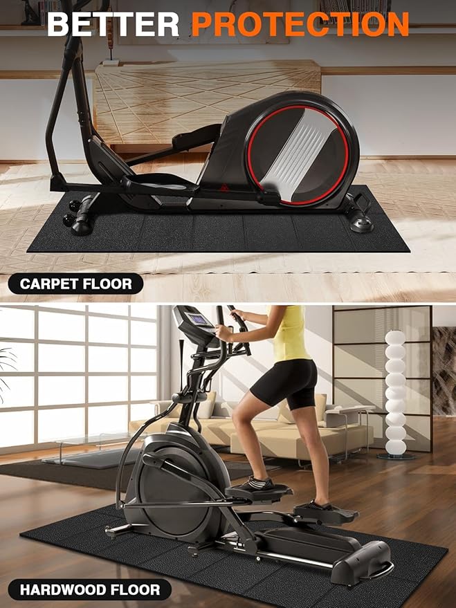Treadmill Mat 78"x40", WERCHO Foldable Walking Pad Mat for Carpet Hardwood Floors 6mm Heavy-Duty Exercise Equipment Mat for Treadmil Pad,Spin Bike, Elliptical Trainer, Home, Gym