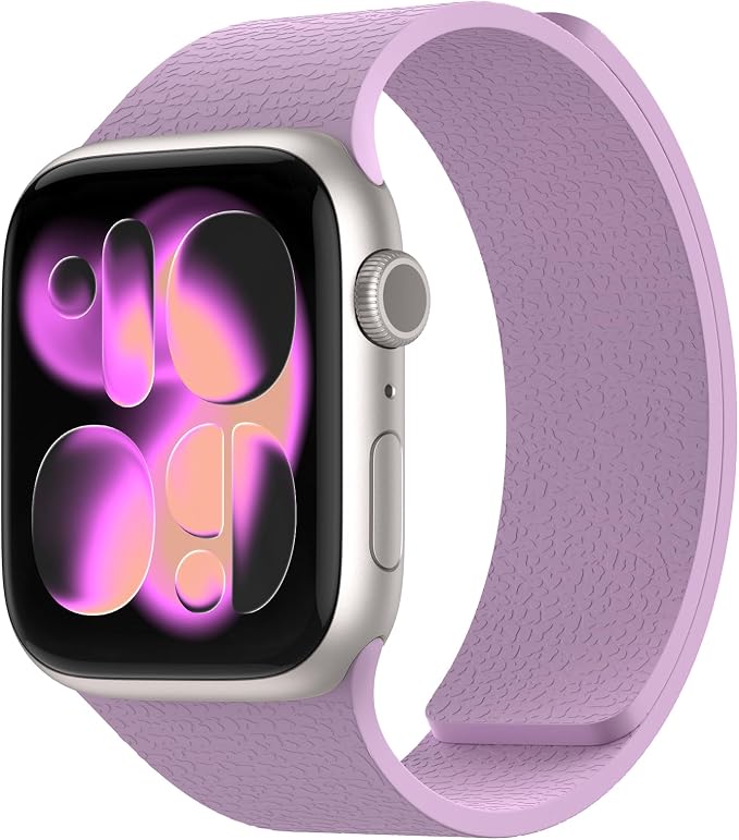 Magnetic Silicone Band Compatible with Apple Watch Band Ultra 3/2/1 & SE 3/2/1 & Series 11 10 9 8 7 6 5 4 3 49mm 46mm 45mm 44mm Strong Magnetic Clasp, Waterproof & Adjustable (Purple)