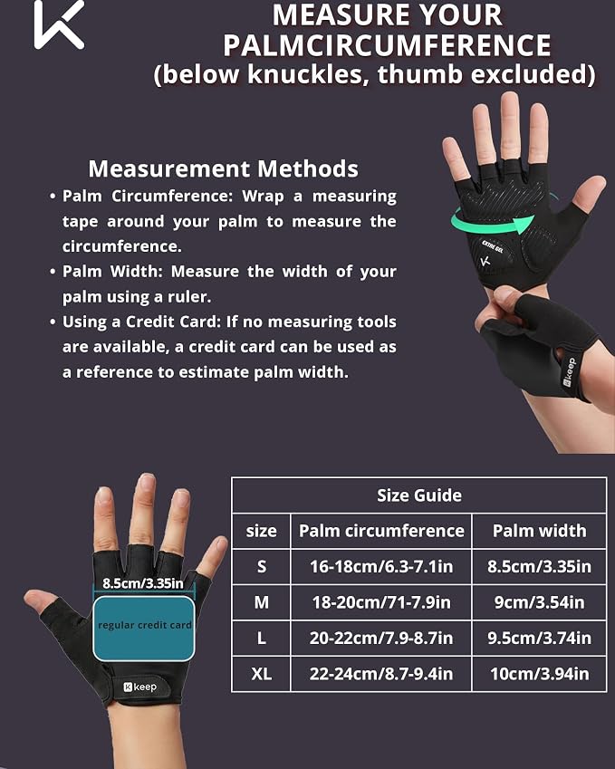 KEEP Workout Gloves for Men & Women, Breathable Skin-Friendly Non-Slip Gym Gloves for Weight Lifting, Pull-Ups, Dumbbells, Cycling, Fitness Training & Home Exercise