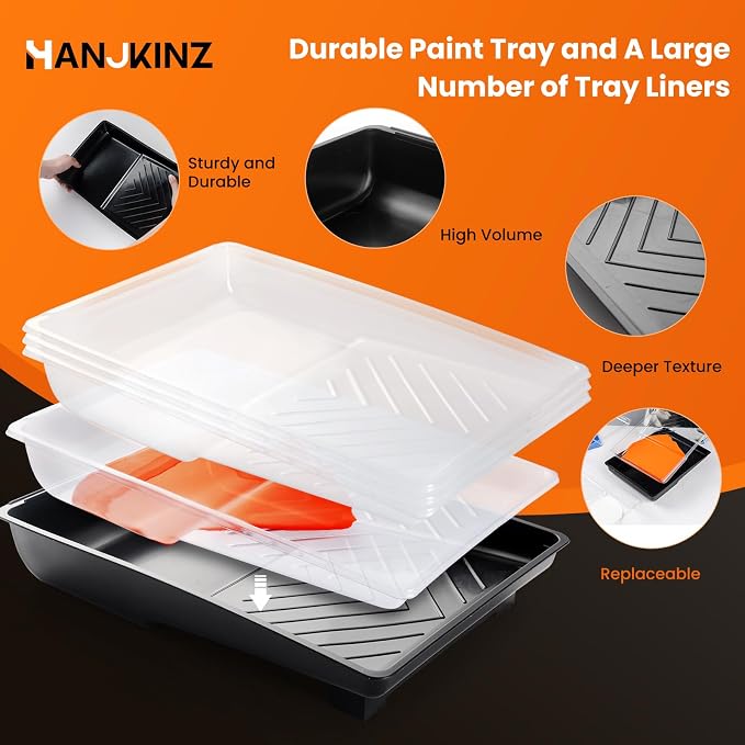 6 Inch Mini Foam Paint Roller Kit, 12 Pcs | High Density Foam Paint Roller, Paint Tray with Liner, Mini Roller, for Painting Wall, Door, Cabinet