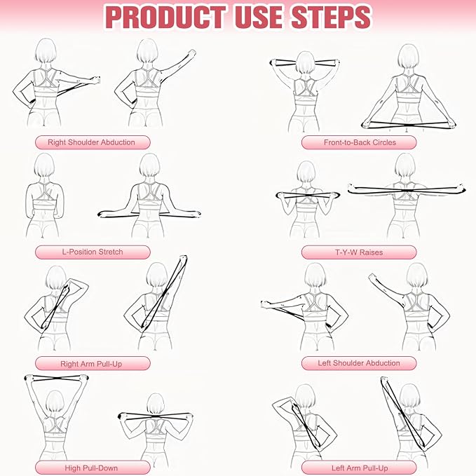 Figure 8 Resistance Band for Women Men, Non‑Slip Handles Exercise Band, Home Gym Fitness Equipment for Yoga, Pilates, Stretching & Physical Therapy (25 lbs)