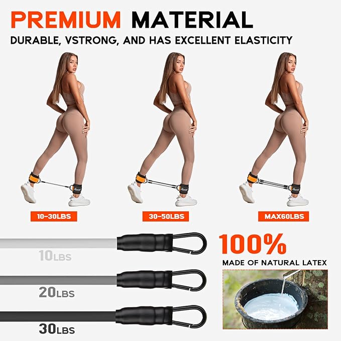 HPYGN Ankle Resistance Bands, Ankle Bands for Working Out with Cuffs, Resistance Bands for Leg Butt Training Workout Equipment for Kickbacks Hip Gluteus Training, Ankle Strap with Exercise Bands