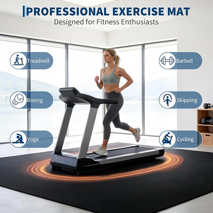 0.56" Thick 48 Sq ft Exercise Equipment Mats,12 Tiles Rubber Interlocking Puzzle Gym Flooring with High Density EVA Foam for Home Gym, Heavy Weight Workout, 24 x 24in Black