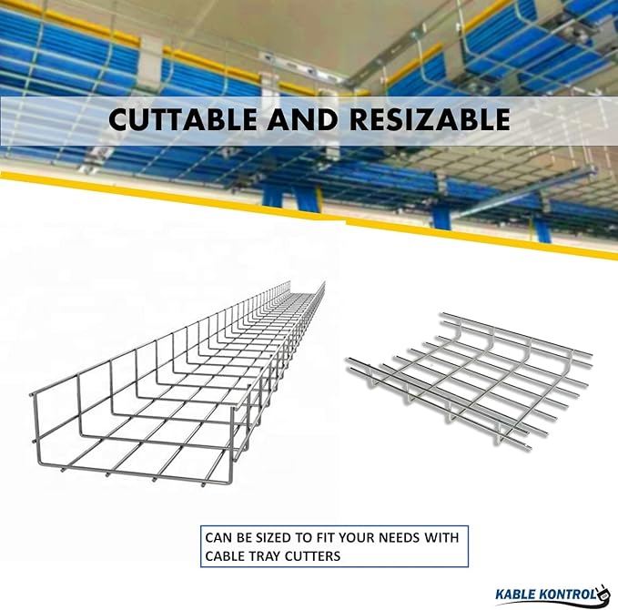 Kable Kontrol Vertical Tray Slotted Holder – Wall Support Brackets - Wire Mesh Tray Cable Management Rack Cable Basket, Zinc Plated Steel NEC Approved for Network, Fiber Optic, Cabling Accessory