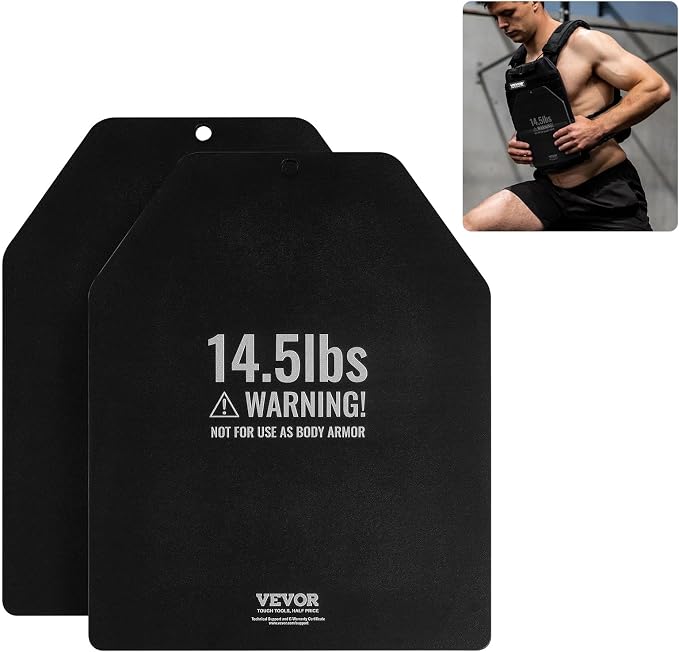 VEVOR Weight Vest Plates, 5.75/8.75/14.5/19.75 LB Pairs, Premium Steel Weighted plates, Additional Weight for Weight Vests, for Strength Training, Running, Fitness, Heavy Workouts