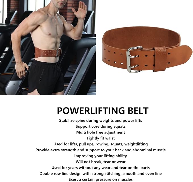 Weight Lifting Belt, Leather Weight Lifting Belt for Men Gym Weight Belt Lumbar Back Support Powerlifting Weightlifting Heavy Duty Workout Training Strength Training Equipment