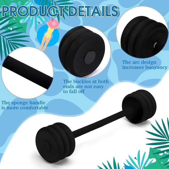 Soulchen Long Aquatic Exercise Dumbbells Pool Exercise Foam Water Weights Dumbbell Aquatic Pool Barbells with High Density EVA Foam for Swim Water Aerobics Workouts Loss