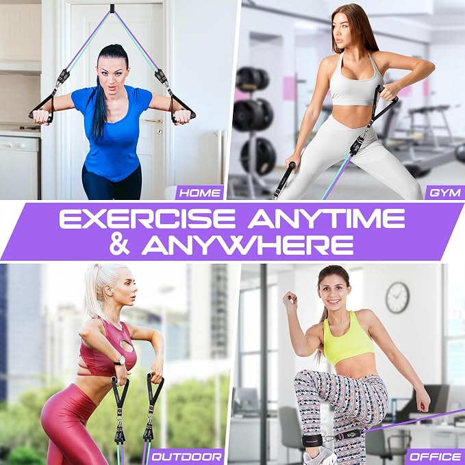RENRANRING Resistance Bands for Working Out, 150LBS Exercise Bands, Workout Bands, Resistance Bands Set with Handles for Men Women, Legs Ankle Straps