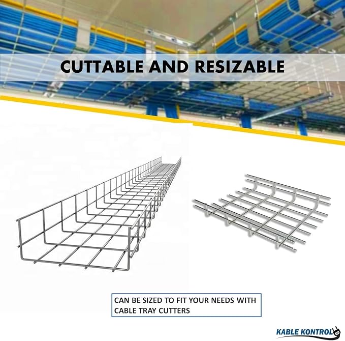 Kable Kontrol Cable Tray- 5 Feet Long - 24" Width, 6” Depth – Wire Mesh Tray Cable Management Rack Cords Organizer Cable Basket, Zinc Plated Steel NEC Approved for Network, Fiber Optic, Cabling