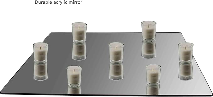 Marketing Holders Acrylic Mirror Sheet 12" x 12" Reflective Frameless Lucite Tile Lightweight Portable Square Display with Rounded Corners for Makeup Application and Hair Styling