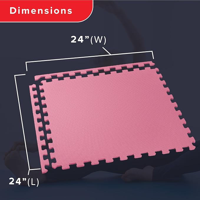 We Sell Mats 1/2 Inch Thickness Multipurpose EVA Foam Floor Tiles, Interlocking Floor Mat for Indoor Gym and Home Use, 24 in x 24 in, Pink, 100 Square Feet (25 Tiles)