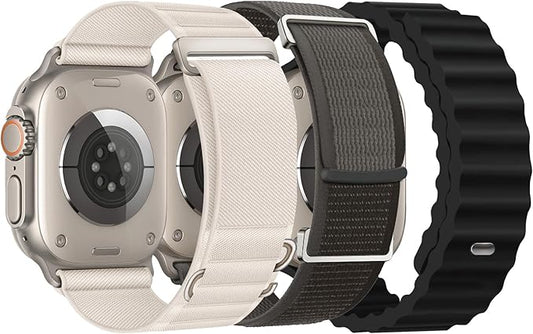 3 Pack Compatible with Apple Watch Band 42mm 40mm 41mm 38mm for Women Men,Breathable Trail Loop+Alpine Loop+Ocean Sport Band for iWatch Series 11/10/9/8/7/6/5/4/3,SE 3 2 1