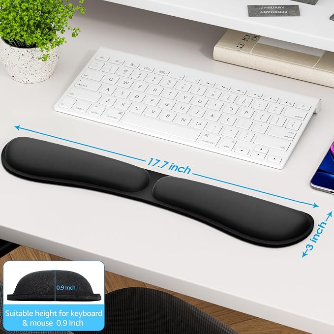 KTRIO Keyboard Wrist Rest, Memory Foam Wrist Rest, Black | Memory Foam Wrist Support, Ergonomic Design, Non-Slip Base, Office and Home Use