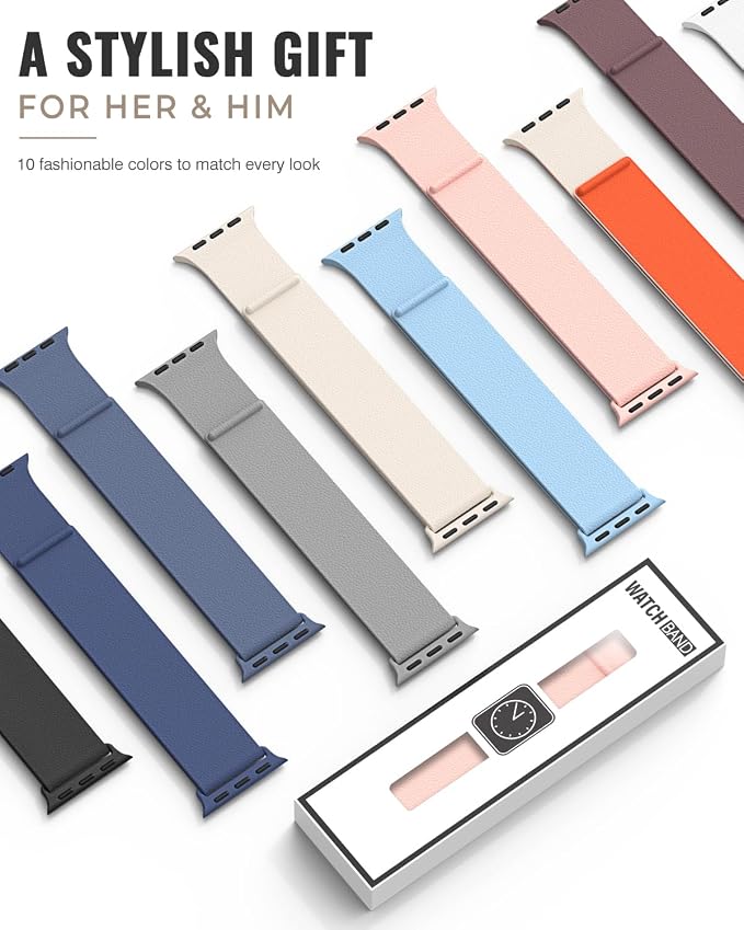 Magnetic Silicone Sport Band for Apple Watch 42mm 46mm 49mm 38mm 40mm 41mm 44mm 45mm Men Women, Patented Auto Lock Breathable Soft Loop for iWatch Ultra SE Series 11 10 9 8 7 6 5 4 3 2 1 All Day Comfort