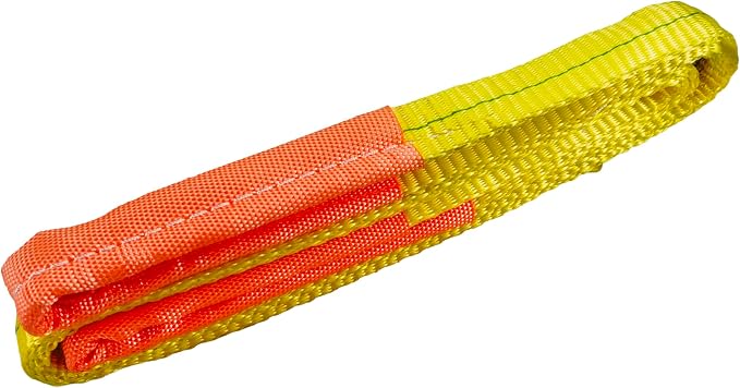 Everest C1130-2" x 3' Yellow Flat Sling Eye to Eye/Lifting Sling for Construction, Lifting, Moving, Hoisting - Strap Heavy Duty - 1-Pack 6400lbs WLL