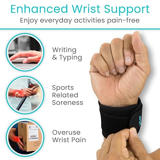 Vive Wrist Support Wrap (2 Pack) - Band for Tennis, Working Out, Golf | Sports - Adjustable Compression Strap for Tendonitis, Carpal Tunnel & Arthritis - Men & Women Protector Guards