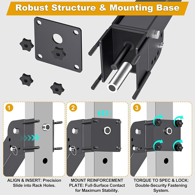 Kipika Power Rack Jammer Arms - Adjustable Height & Angle Lever Arm System for 2x2 or 3×3 Power Cages with 5/8" or 1" Holes - Fits 2-Inch Olympic Plates - 1 Pair