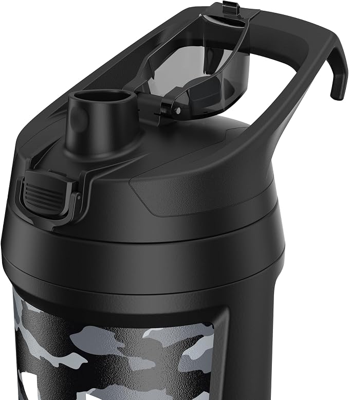 Under Armour 32 oz Insulated Water Bottles - Sports Water Jug with Fence Hook, Leak Resistant for Baseball, Football & More, 32 oz Insulated, Black Woodland