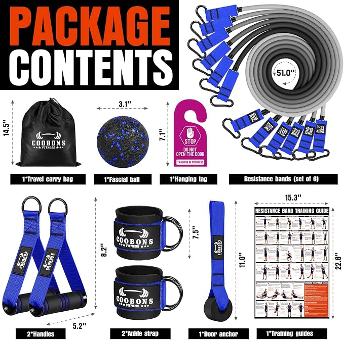 Heavy Resistance Bands for Working Out, 300LBS Exercise Bands with Handles, Workout Bands for Men, Weight Fitness Bands Set for Muscle Training, Strength, Slim, Yoga, Home Gym Equipment