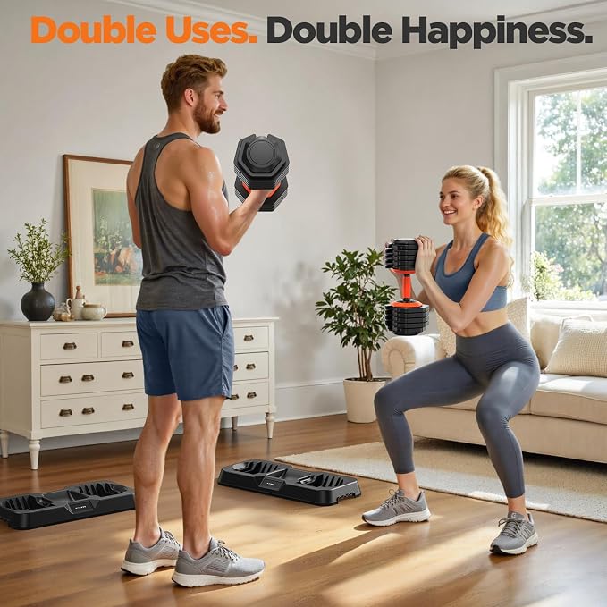 2026 FDB2 Updated Adjustable Dumbbell Set of 2, 5-in-1/10-in-1 Weights Dumbbell Set with Storage Box, 25lbs/55lbs Adjustable Weights with Anti-slip Silicone Grip, Weight Set For Home Gym Suit both Men and Women