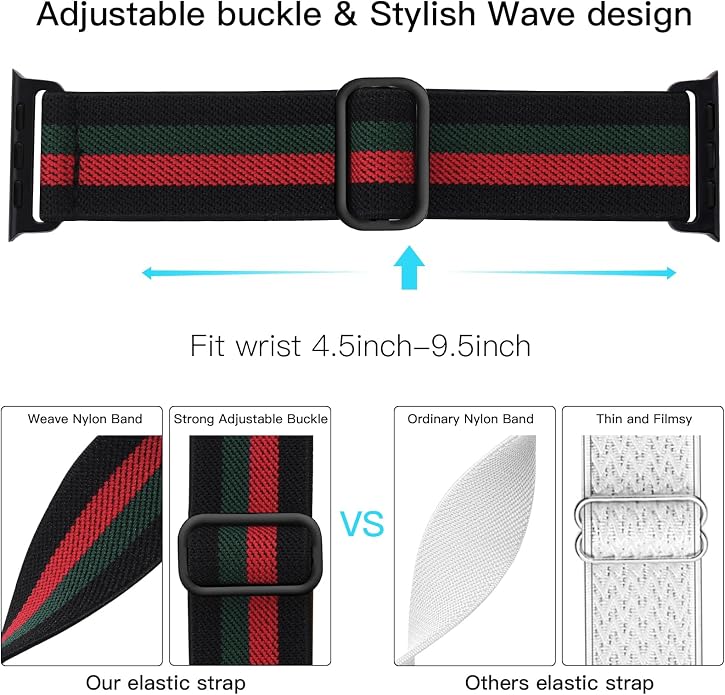 Lerobo Braided Band Compatible with Apple Watch Series 11 10 9 8 7 46mm 45mm 41mm Ultra SE 3 2 1 49mm Series 6 5 4 3 44mm 40mm 38mm 42mm Men iWatch Bands Women Stretchy Nylon Solo Loop Sport Strap