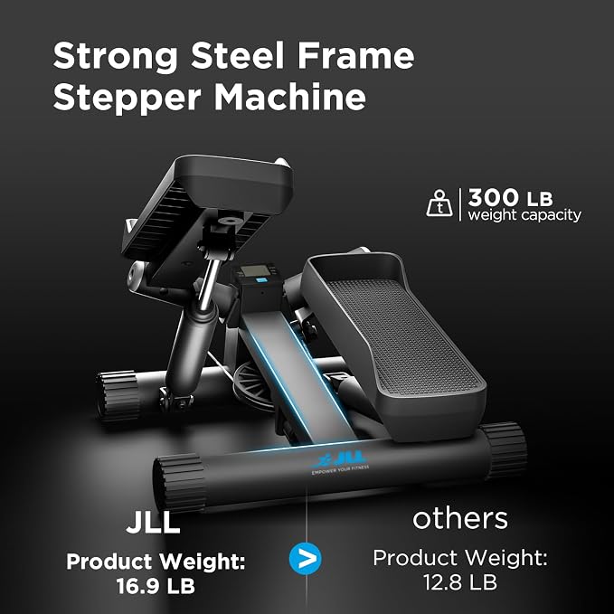 JLL Smart Twist Stepper Machine Stair Stepper with Resistance Bands | Twist Stepping Motion, Hydraulic Resistance, Resistance Bands, Bluetooth Tracking, Adjustable Height, Portable Design