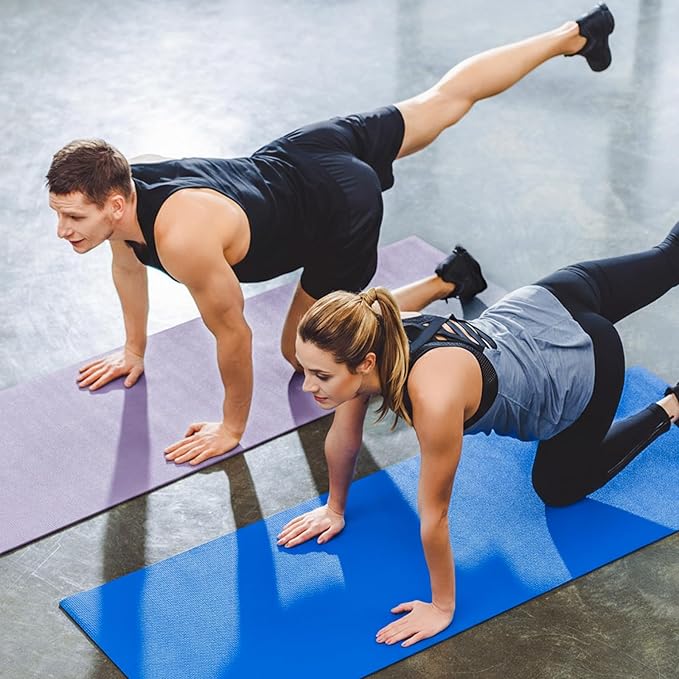 Funtery 3 mm Thin Yoga Mats Bulk, 68 x 24 Inches Lightweight PVC Exercise Mats Non Slip Workout Fitness Pads for Yoga Pilates Stretching Classes Gym Home Studio