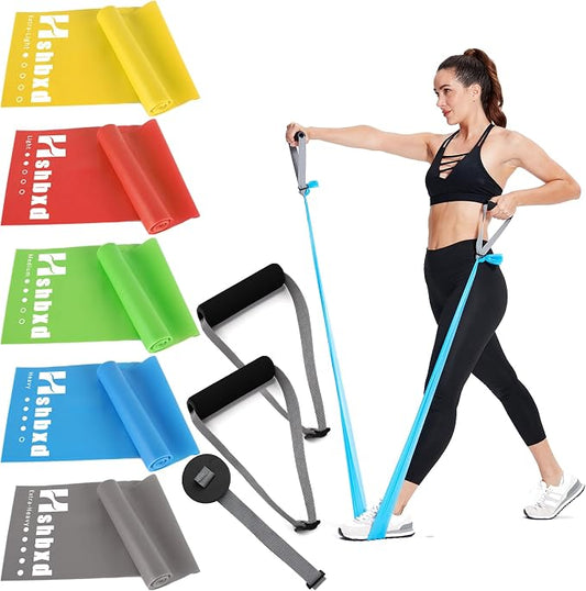 Resistance Bands Set for Physical Therapy, Rehab, Yoga and Pilates | Latex-Free elastic exercise bands suitable for rehab, yoga, Pilates, gym workouts, stretching, and home exercise