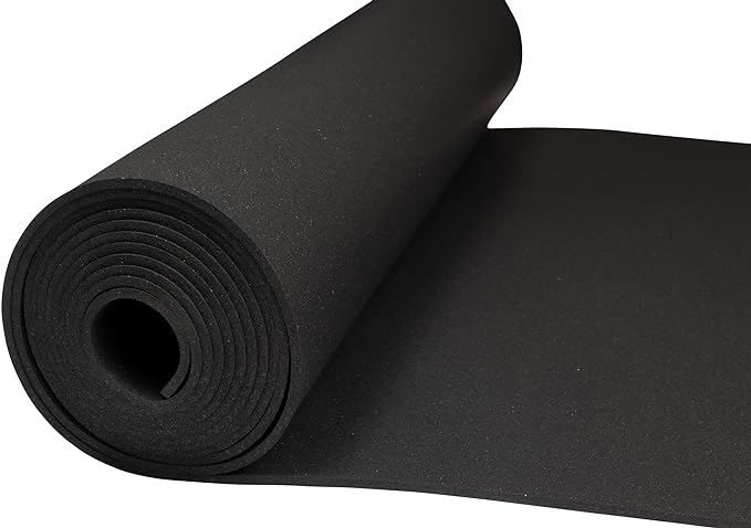 Genaflex Rubber Gym Floor Mat, Heavy Duty Commercial Protective Gym Flooring Roll - 8mm Thick (Black, 4' X 4')