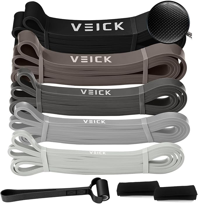 VEICK Pull Up Assist Resistance Bands for Home Gym | 100% Natural Latex, Non Slip Leather Texture, Space Saving, Versatile for Full Body Training, Home Gym