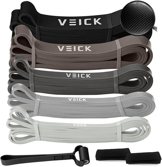 VEICK Pull Up Assist Resistance Bands for Home Gym | 100% Natural Latex, Non Slip Leather Texture, Space Saving, Versatile for Full Body Training, Home Gym