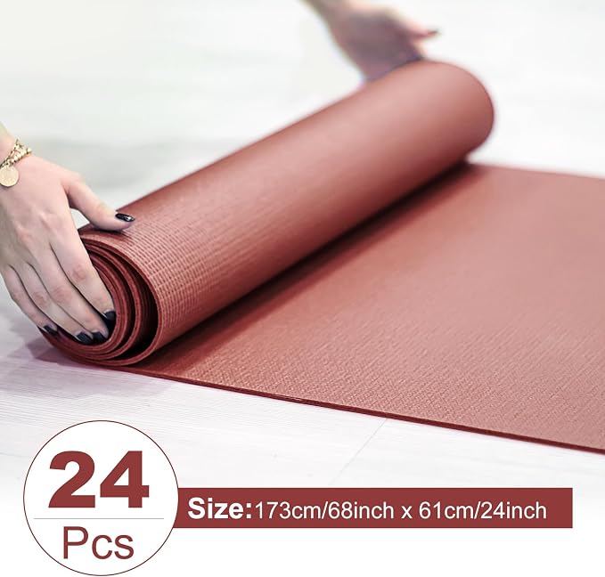 Funtery 3 mm Thin Yoga Mats Bulk, 68 x 24 Inches Lightweight PVC Exercise Mats Non Slip Workout Fitness Pads for Yoga Pilates Stretching Classes Gym Home Studio
