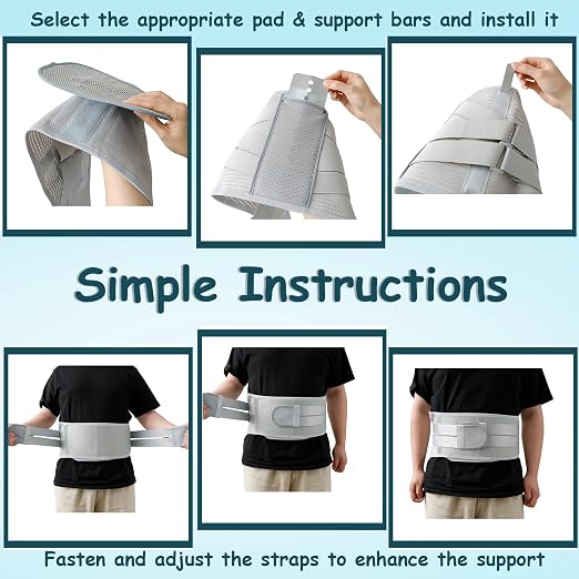 King Mills Plus Size Back Brace for Lower Back Pain, Belly: 44"-52" | Breathable Obese Belly Support, For Sciatica, Scoliosis, Two Sets of Support Bars, Lightweight