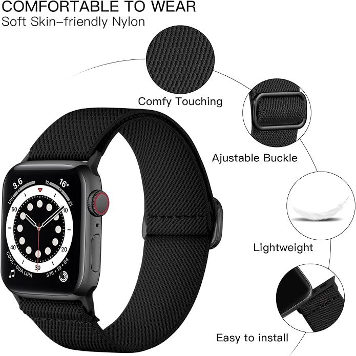 Lerobo Braided Band Compatible with Apple Watch Series 11 10 9 8 7 46mm 45mm 41mm Ultra SE 3 2 1 49mm Series 6 5 4 3 44mm 40mm 38mm 42mm Men iWatch Bands Women Stretchy Nylon Solo Loop Sport Strap