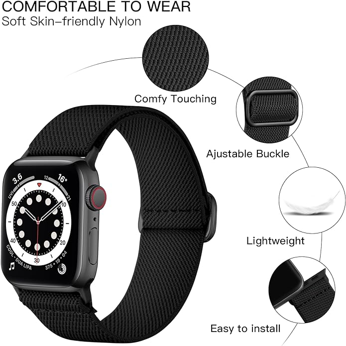 Lerobo Braided Band Compatible with Apple Watch Series 11 10 9 8 7 46mm 45mm 41mm Ultra SE 3 2 1 49mm Series 6 5 4 3 44mm 40mm 38mm 42mm Men iWatch Bands Women Stretchy Nylon Solo Loop Sport Strap