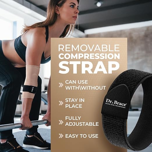 DR. BRACE® Elite Elbow Brace Support with Removable Strap for Women & Men | Pain Relief for Tendonitis, Arthritis, Golfer's & Tennis Elbow Treatment, Elbow Sleeve for Workouts Weightlifting
