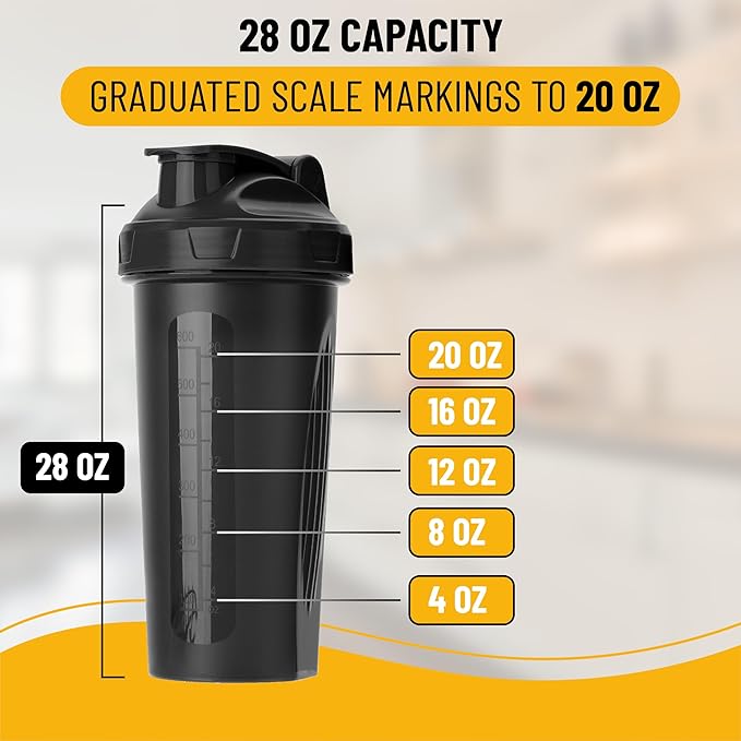 Mr. Pen- Shaker Bottles for Protein Mixes, 28 oz, Leak Proof | Shaker Cups with Stainless Steel Wire Whisk Ball for Protein Shakes and Pre Workout