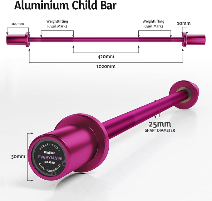 EVERYMATE 5LB Mini Barbell Bar Beginner Women Kid Barbell Total Body Workout Weighted Bar,for Strength Training, for Youth Children New Weightlifting